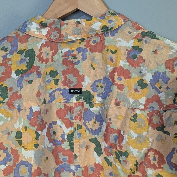 RVCA Women's Linen Blend Floral Hippie Shorts Blossom Romper Pockets - Picture 10 of 13